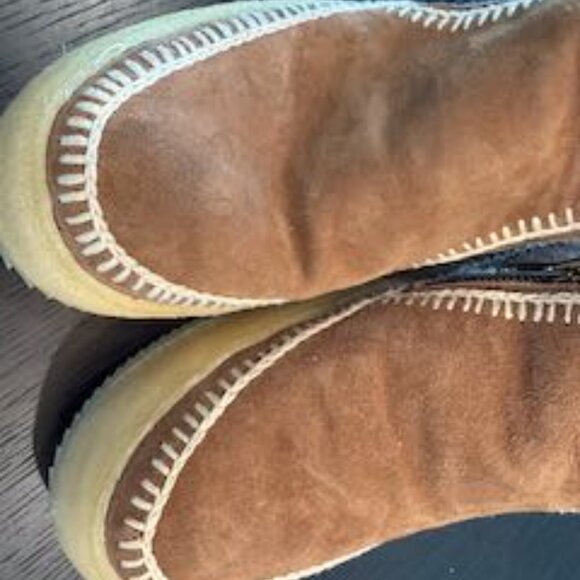 Laidback London Setsu Platform Crochet Ankle Boot Camel Suede Natural 39 - 8 1/2 - Picture 9 of 9